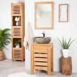 Wanda Collection Meuble Zen salle de bain en teck 50 cm