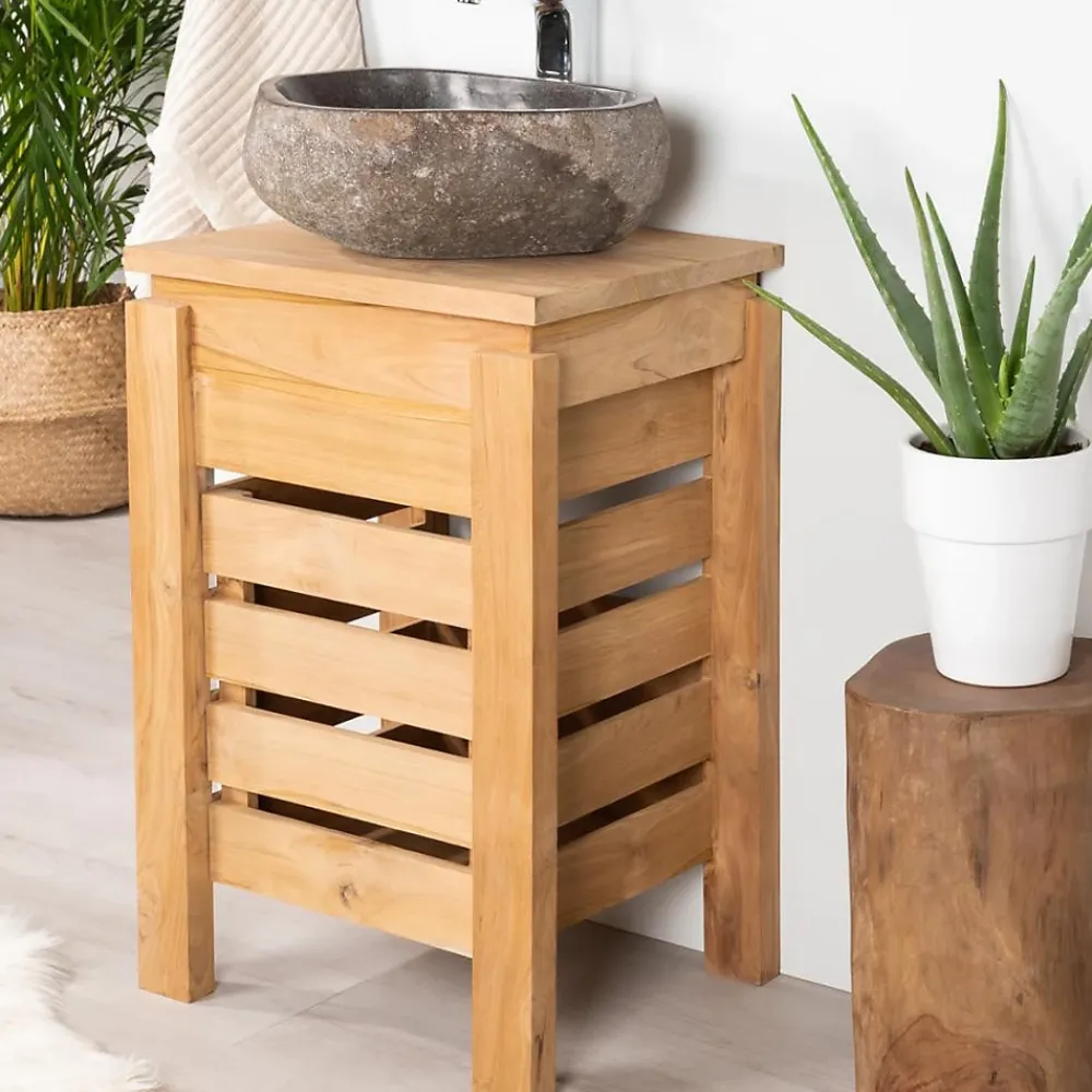 Wanda Collection Meuble Zen salle de bain en teck 50 cm