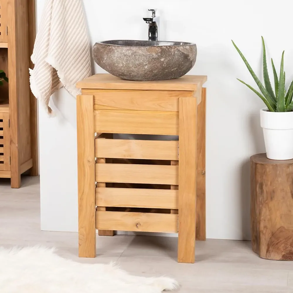 Wanda Collection Meuble Zen salle de bain en teck 50 cm