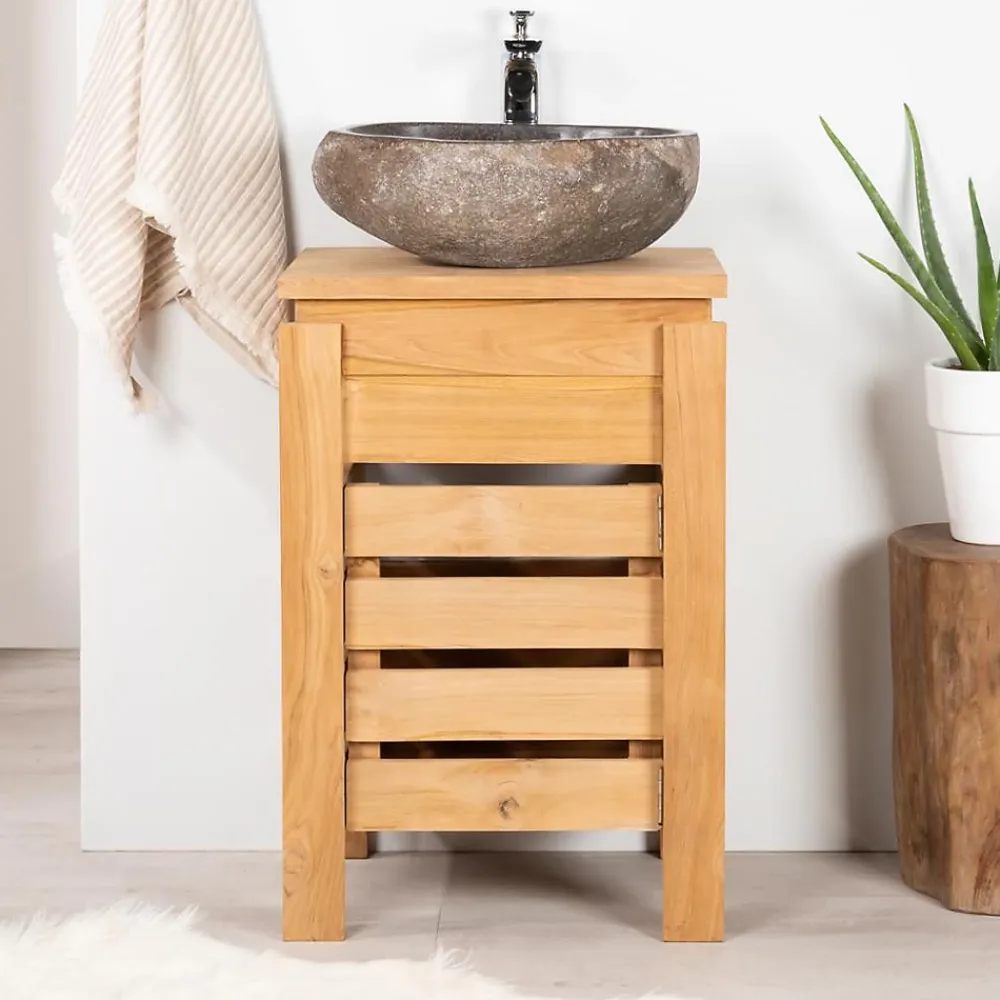 Wanda Collection Meuble Zen salle de bain en teck 50 cm