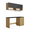 Vente-unique Meubles de buanderie pour machine à laver avec plan de travail - L182 cm - Anthracite et naturel clair - NATAJI
