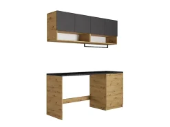 Vente-unique Meubles de buanderie pour machine à laver avec plan de travail - L182 cm - Anthracite et naturel clair - NATAJI