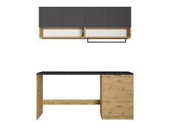Vente-unique Meubles de buanderie pour machine à laver avec plan de travail - L182 cm - Anthracite et naturel clair - NATAJI