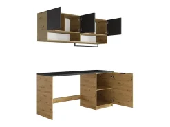 Vente-unique Meubles de buanderie pour machine à laver avec plan de travail - L182 cm - Anthracite et naturel clair - NATAJI