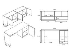 Vente-unique Meubles de buanderie pour machine à laver avec plan de travail - L182 cm - Anthracite et naturel clair - NATAJI