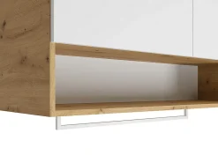 Meuble Buanderie|Vente-unique Meubles de buanderie pour machine à laver avec plan de travail - L122 cm - Blanc et naturel clair - NATAJI