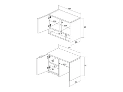 Meuble Buanderie|Vente-unique Meubles de buanderie pour machine à laver avec plan de travail - L122 cm - Blanc et naturel clair - NATAJI