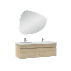 AICA Sanitaire Meubles double vasque 120cm vasque + miroir 3 couleurs lumineux Chêne Wotan