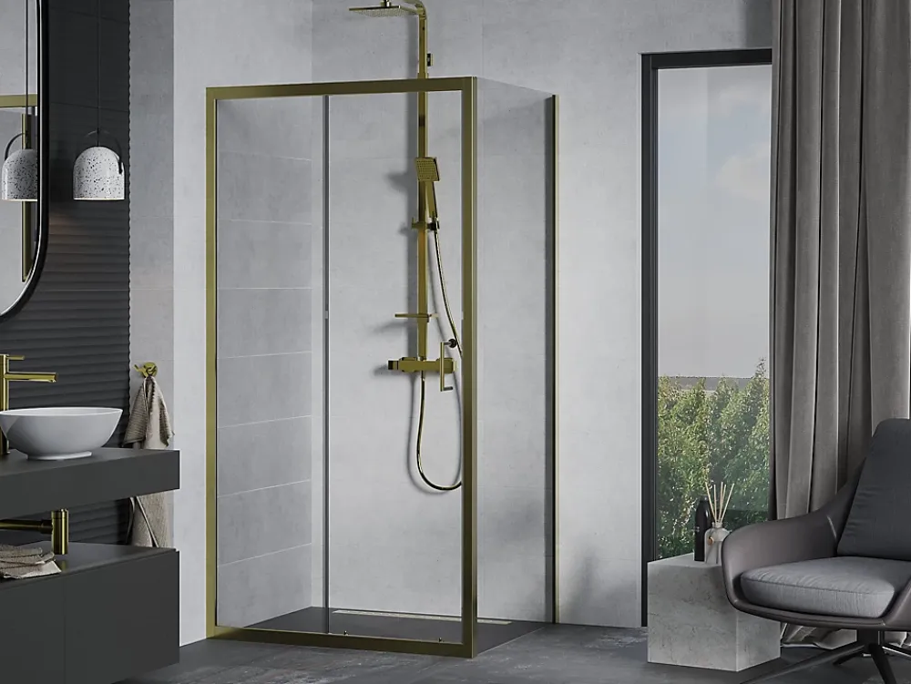 Paroi De Douche|Mexen Apia cabine de douche coulissante 100 x 90 cm, transparent, or - 840-100-090-50-00