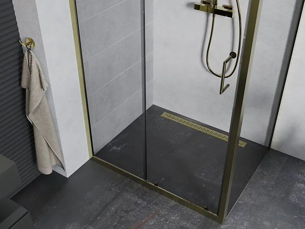 Paroi De Douche|Mexen Apia cabine de douche coulissante 100 x 90 cm, transparent, or - 840-100-090-50-00