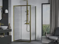 Mexen Apia cabine de douche coulissante 120 x 80 cm, transparent, or - 840-120-080-50-00