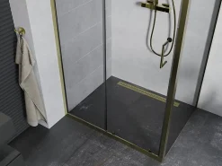 Mexen Apia cabine de douche coulissante 120 x 80 cm, transparent, or - 840-120-080-50-00