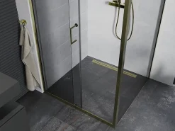 Mexen Apia cabine de douche coulissante 120 x 80 cm, transparent, or - 840-120-080-50-00