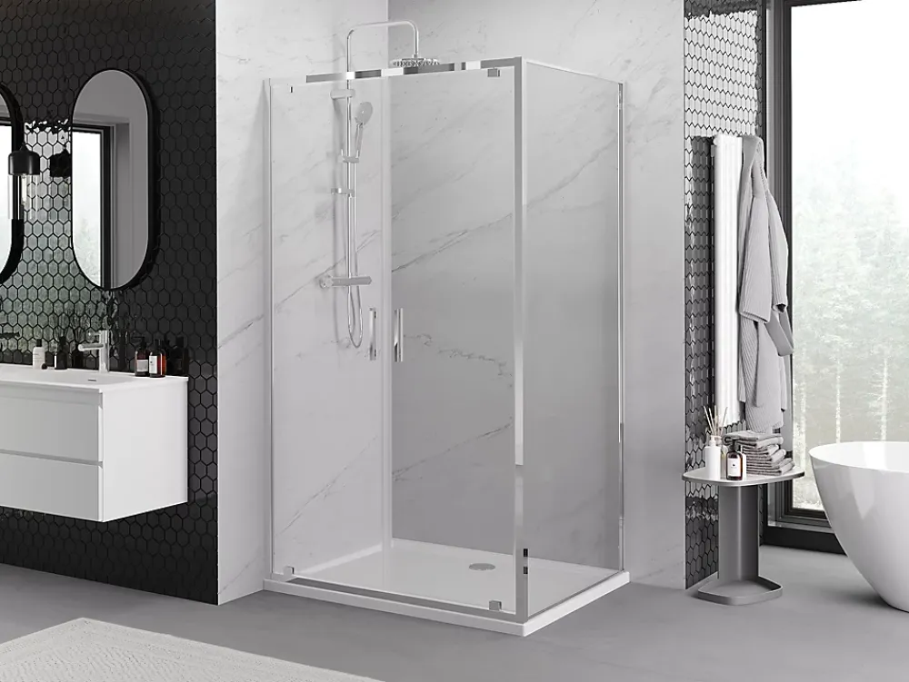 Paroi De Douche|Mexen Exo cabine de douche pivotante 100 x 75 cm, transparent, chrome - 8182-100-075-01-00