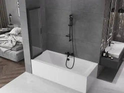 Mexen Fox paroi de douche 2 volets coulissante 85 x 150 cm, transparent, noir - 891-085-002-70-00