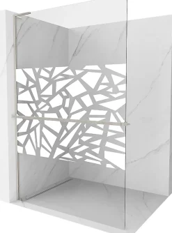 Mexen Kioto+ L paroi de douche avec étagère Walk-in 120 x 200 cm, motif blanc, nickel brossé - 800-120-123-97-85