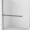 Cabine De Douche|Mexen Kioto+ L paroi de douche avec étagère Walk-in 120 x 200 cm, givré, noir - 800-120-123-70-30