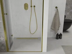 Porte De Douche|Mexen Lima porte de douche pliable 90 cm, transparent, doré - 856-090-000-50-00