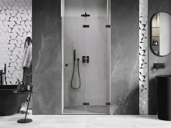 Mexen Lunar-F porte de douche pliante droite 65 cm, transparentes, noires - 836-065-000-70-00-P