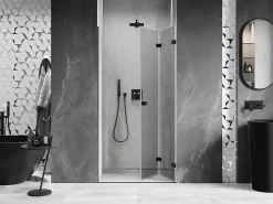 Mexen Lunar-F porte de douche pliante droite 65 cm, transparentes, noires - 836-065-000-70-00-P