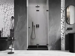 Mexen Lunar-F porte de douche pliante droite 65 cm, transparentes, noires - 836-065-000-70-00-P