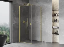 Mexen Mist-B cabine de douche pivotante 100 x 100 cm, transparent, or brossé - 8A2T-100-100-55-00