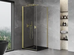 Mexen Mist-B cabine de douche pivotante 100 x 100 cm, transparent, or brossé - 8A2T-100-100-55-00