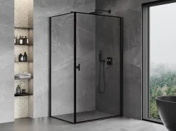 Cabine De Douche|Mexen Mist-B cabine de douche pivotante droite 80 x 110 cm, cadre noir, noir - 8A2T-080-110-70-70-P