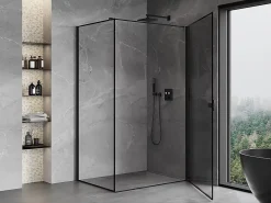 Cabine De Douche|Mexen Mist-B cabine de douche pivotante droite 80 x 110 cm, cadre noir, noir - 8A2T-080-110-70-70-P