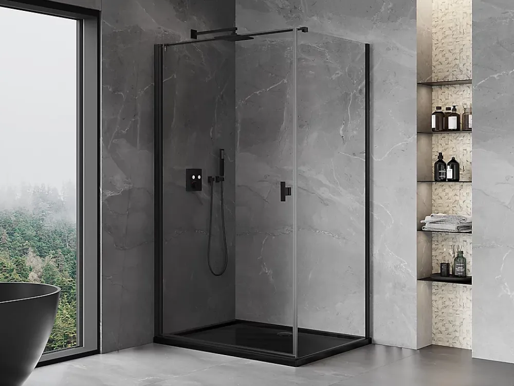 Mexen Mist-B cabine de douche pivotante 100 x 120 cm, transparent, noir - 8A2T-100-120-70-00