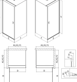 Cabine De Douche|Mexen Mist-B cabine de douche pivotante droite 70 x 80 cm, cadre noir, noir - 8A2T-070-080-70-70-P
