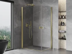 Cabine De Douche|Mexen Mist-B Duo cabine de douche pivotante 100 x 95 cm, transparent, doré - 8A2-100-095-50-00
