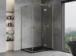 Mexen Mist-H Duo cabine de douche pivotante droite 80 x 110 cm, transparent, or - 8A5-080L-110P-50-00