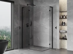 Mexen Mist-H L Duo cabine de douche battante gauche 110 x 90 cm, transparent, noir - 8A5L-110L-090P-70-00