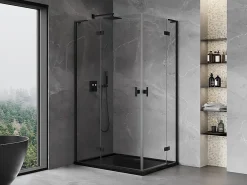 Mexen Mist-H L Duo cabine de douche battante gauche 110 x 90 cm, transparent, noir - 8A5L-110L-090P-70-00