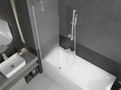 Mexen Next paravent de baignoire à 1 volet 60 x 150 cm, givré, blanc - 895-060-000-00-30-20