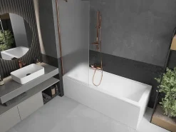 Paroi De Douche|Mexen Next paroi de baignoire 1 vantail 70 x 150 cm, dépoli, or rose - 895-070-000-00-30-60