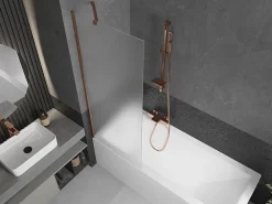 Paroi De Douche|Mexen Next paroi de baignoire 1 vantail 70 x 150 cm, dépoli, or rose - 895-070-000-00-30-60