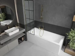 Mexen Next paroi de baignoire 1 volet 50 x 150 cm, grille noire, or - 895-050-000-00-77-50