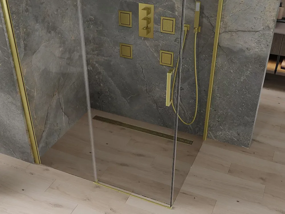 Mexen Omega cabine de douche coulissante 110 x 80 cm, transparent, dorée - 825-110-080-50-00