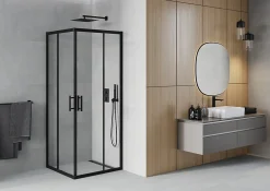 Mexen Rio cabine de douche carrée 90 x 90 cm, transparente, noire - 860-090-090-70-00