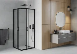 Mexen Rio cabine de douche carrée 90 x 90 cm, transparente, noire - 860-090-090-70-00