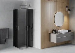 Paroi De Douche|Mexen Rio cabine de douche carrée 80 x 80 cm, graphite, chrome - 860-080-080-01-40