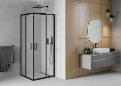 Mexen Rio cabine de douche carrée 80 x 80 cm, givrée, noire - 860-080-080-70-30