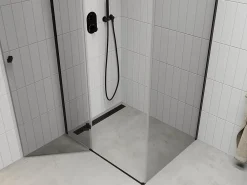 Paroi De Douche|Mexen Roma cabine de douche pivotante 100 x 80 cm, transparent, noire - 854-100-080-70-00