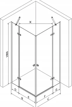 Mexen Roma Duo cabine de douche pivotante 120 x 90 cm, transparent, chrome - 854-120-090-02-00