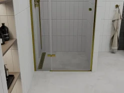 Porte De Douche|Mexen Roma porte de douche battante 90 cm, transparent, doré - 854-090-000-50-00