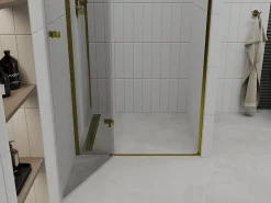 Porte De Douche|Mexen Roma porte de douche battante 90 cm, transparent, doré - 854-090-000-50-00