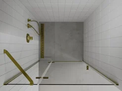 Porte De Douche|Mexen Roma porte de douche battante 90 cm, transparent, doré - 854-090-000-50-00