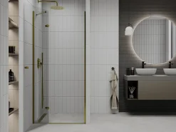 Porte De Douche|Mexen Roma porte de douche pivotante 120 cm, transparentes, dorées - 854-120-000-50-00